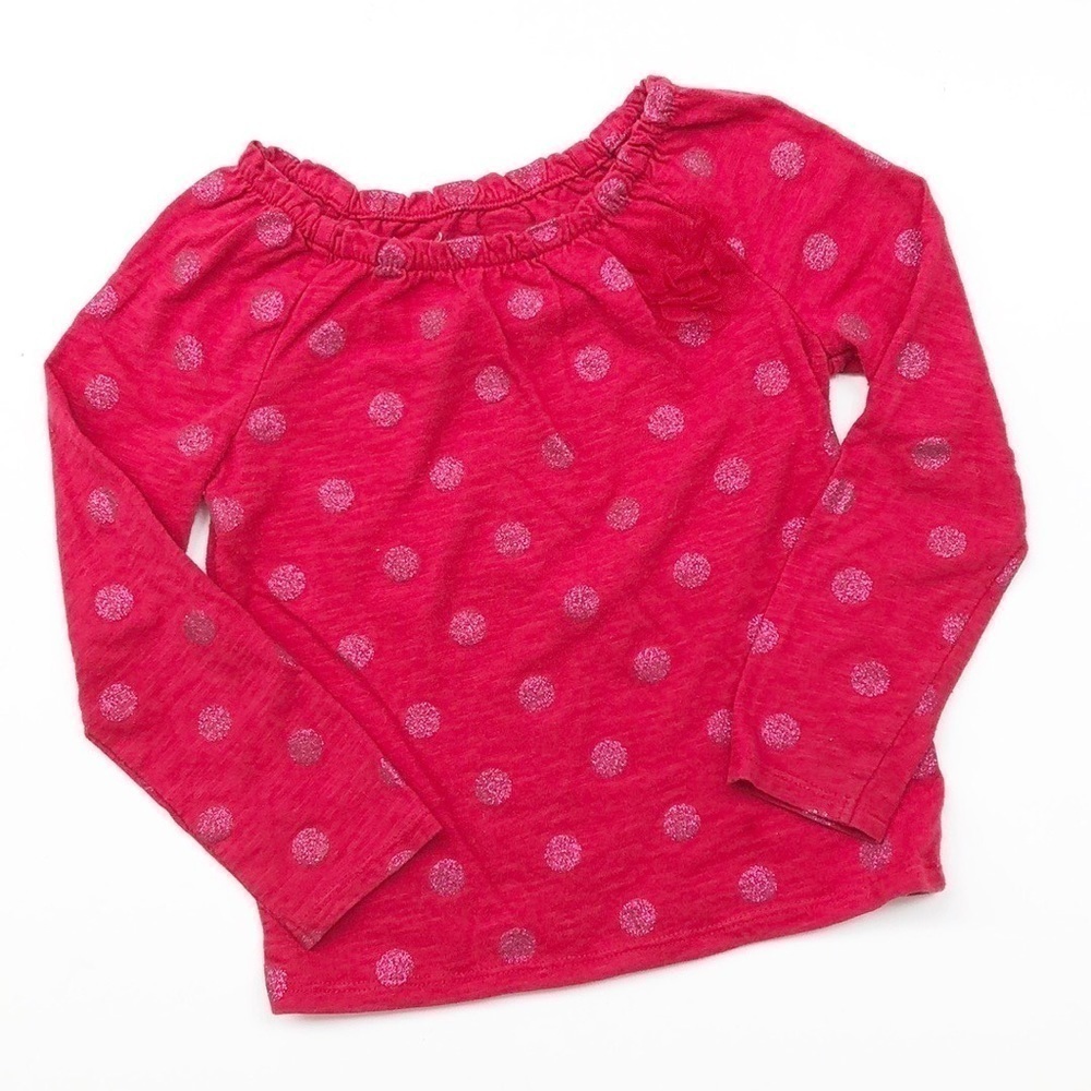 Cherokee red polkadot glitter top for girls